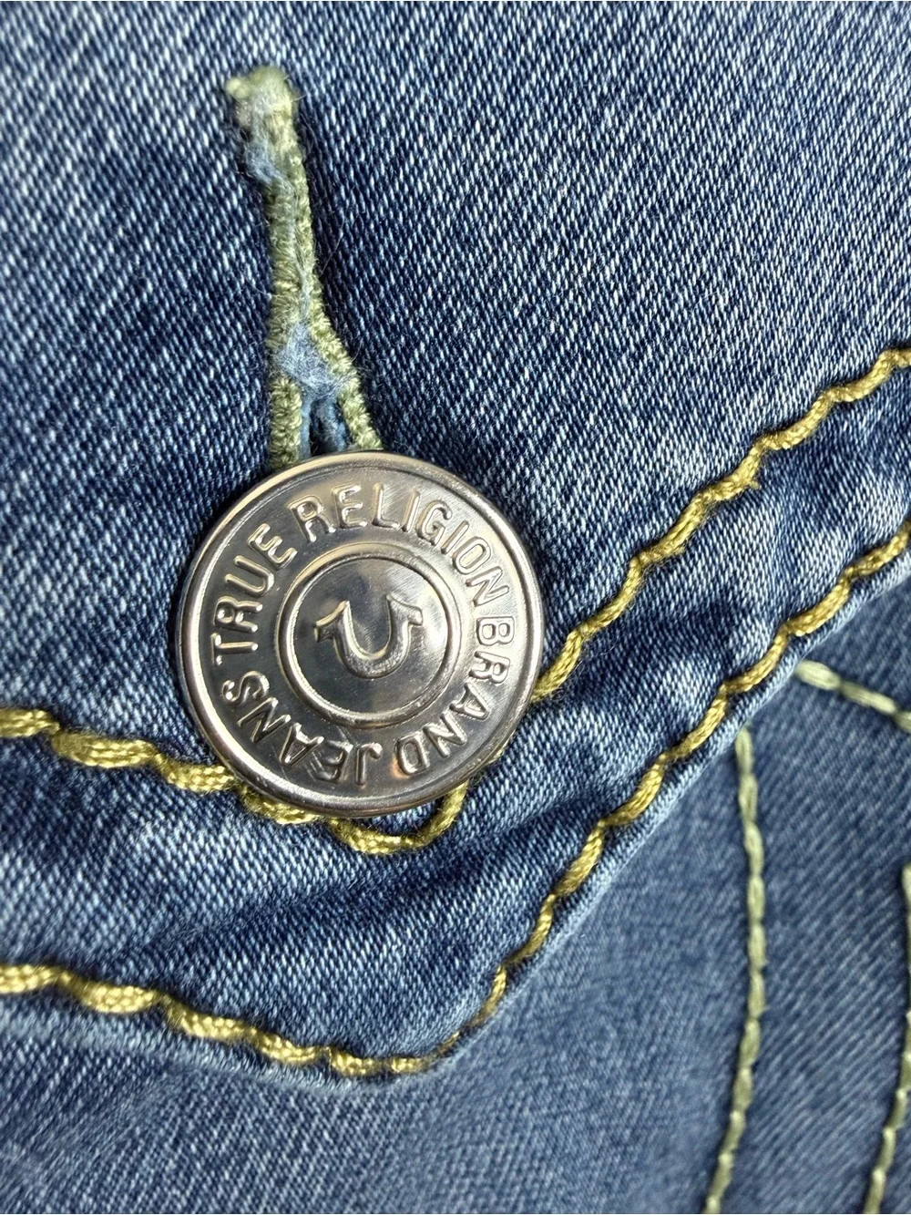True religion, big Ricky flap, slim, men’s blue denim jeans 38